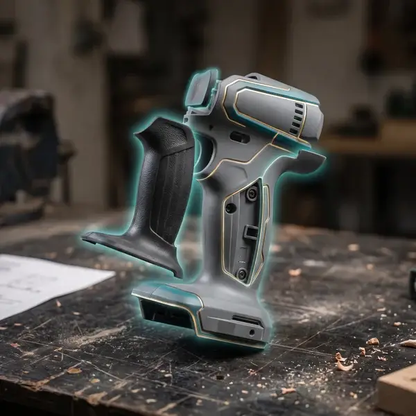 Rubber grip and insulator lifted away from a hard tool housing