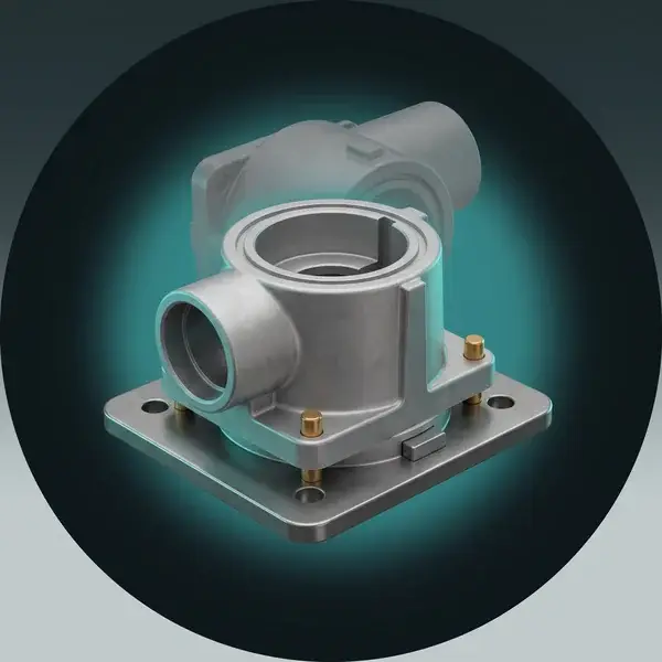 A cast actuator housing seats one way on offset gold pins: the mistake-proof part design for manufacturing services deliver