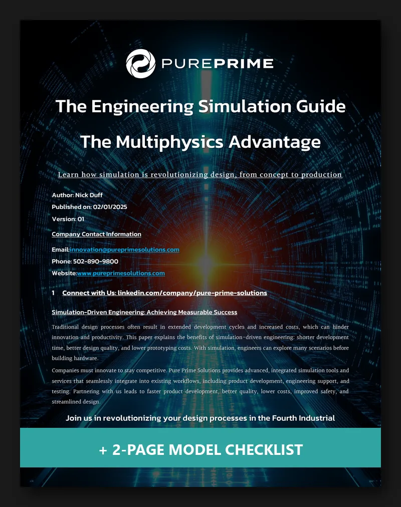 Cover of the free engineering simulation checklist and 26-page guide from PPS engineers, a PDF on trusting FEA and CFD models
