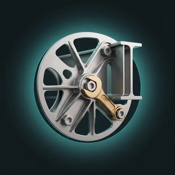 Spoked steel plate bolted to an I-beam with a gold wrench on the center bolt: the FEA services support after the part ships