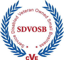 Services Disabled Veteran Owned Small Business emblem by the US SBA.