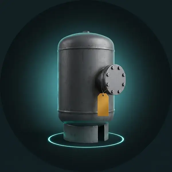 Vessel on its skirt with a blank gold inspection tag on the nozzle: pressure vessel stress analysis support through rerates