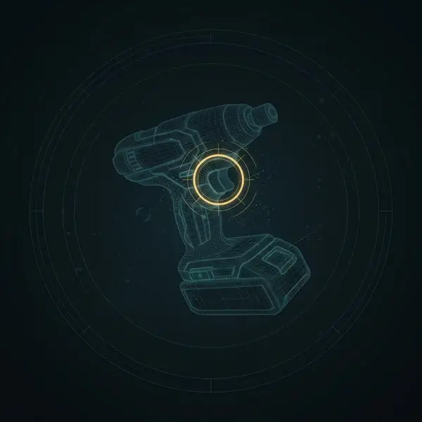 Tool wireframe with one target ring on the handle joint to be checked